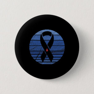 Retro Blue Ribbon Vintage Diabetes Awareness  2 Inch Round Button