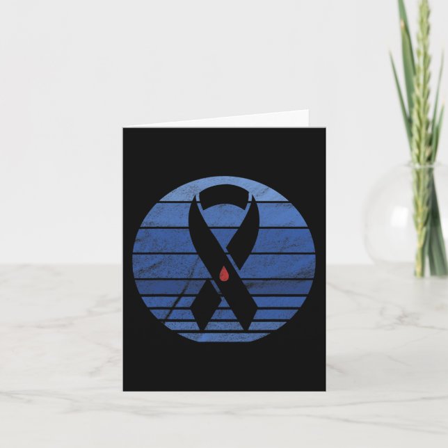 Retro Blue Ribbon Vintage Diabetes Awareness  Card (Front)