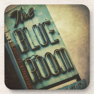 Retro Blue Room Cocktail Lounge Sign Coaster