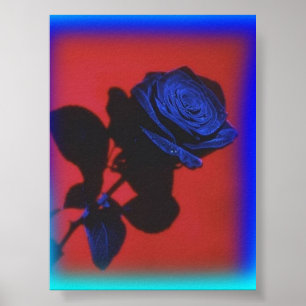 Retro Blue Rose Poster