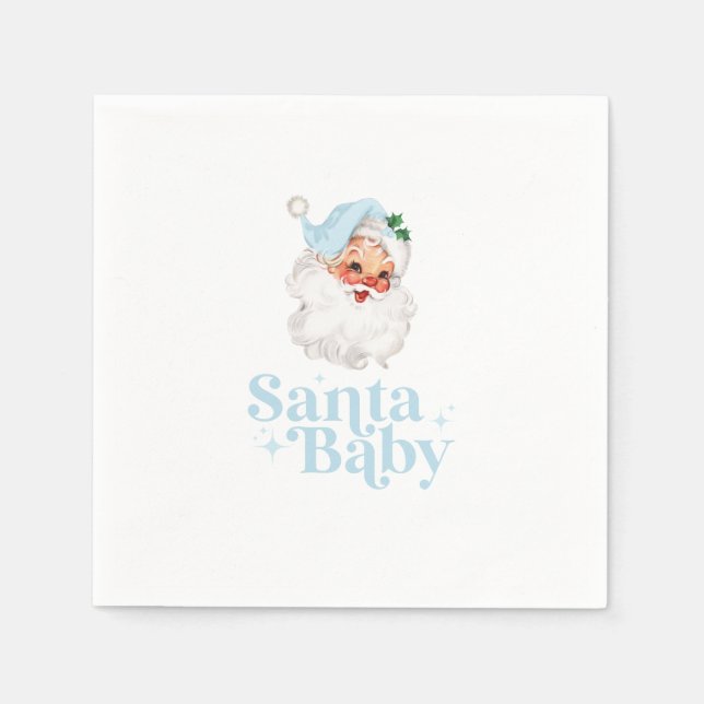 Retro Blue Santa Baby christmas baby shower Napkin (Front)