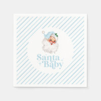 Retro Blue Santa Baby christmas baby shower