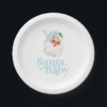 Retro Blue Santa Baby christmas baby shower Paper Plate<br><div class="desc">retro blue Santa Baby  christmas themed baby shower paper party plates.</div>