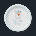 Retro Blue Santa Baby christmas baby shower Paper Plate<br><div class="desc">retro blue Santa Baby  christmas themed baby shower paper party plates.</div>