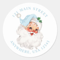 Retro blue santa retro address label