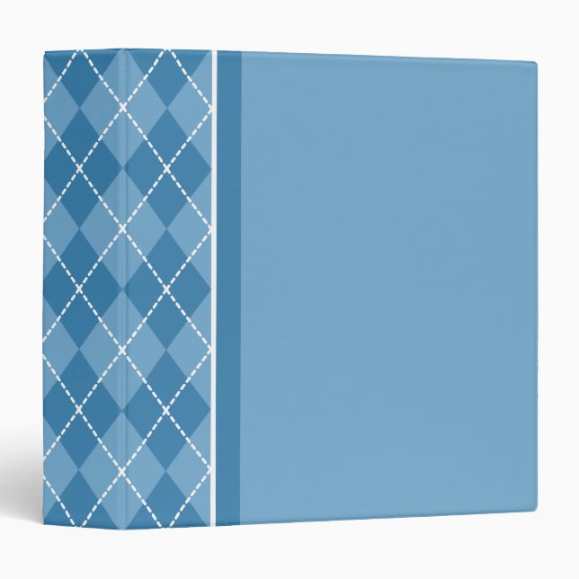 Retro Blue Scrapbook Argyle Binder (Front/Spine)