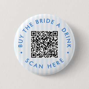 Retro Blue Seashells & Wedding Bells Bachelorette  2 Inch Round Button