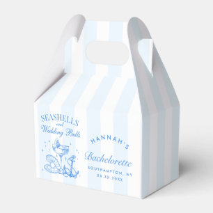 Retro Blue Seashells & Wedding Bells Bachelorette Favor Box
