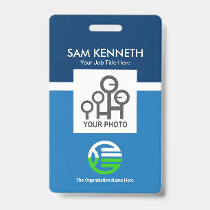 Retro Blue Shades Column Company Photo Template Badge