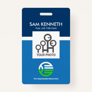 Retro Blue Shades Column Company Photo Template Badge