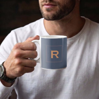 Retro Blue Solid Colour Plain Personal Coffee Mug