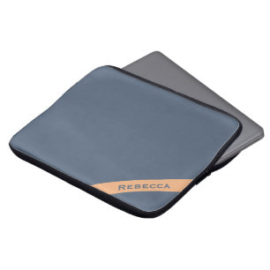 Retro Blue Solid Colour Plain Personal Laptop Sleeve