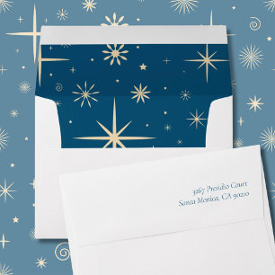 Retro Blue Sparkle Envelope Custom Return Address