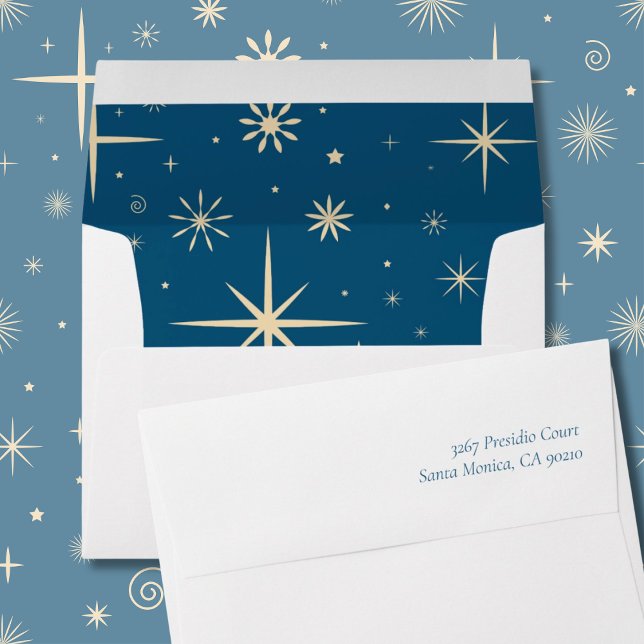 Retro Blue Sparkle Envelope Custom Return Address (Retro Blue Sparkle Envelope Custom Return Address
)