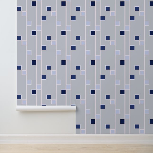 Retro blue stripes and squares wallpaper (Application)