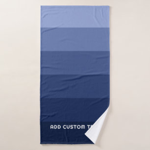 Retro Blue Stripes with Simple Sans Serif Name Bath Towel