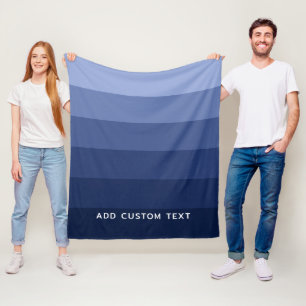 Retro Blue Stripes with Simple Sans Serif Name Fleece Blanket