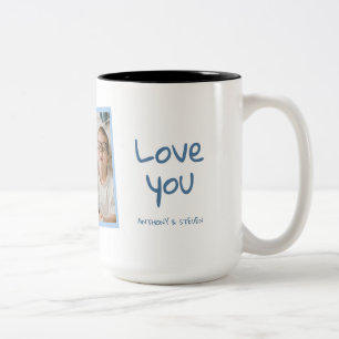Retro Blue Sunshine Best Mom Ever Custom Photo Two-Tone Coffee Mug