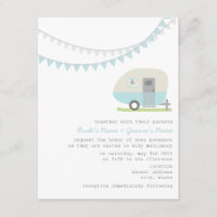 Retro Blue Trailer Wedding Invitation