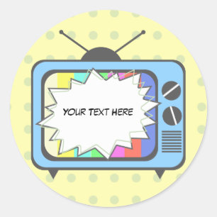 Retro Blue TV Set Classic Round Sticker
