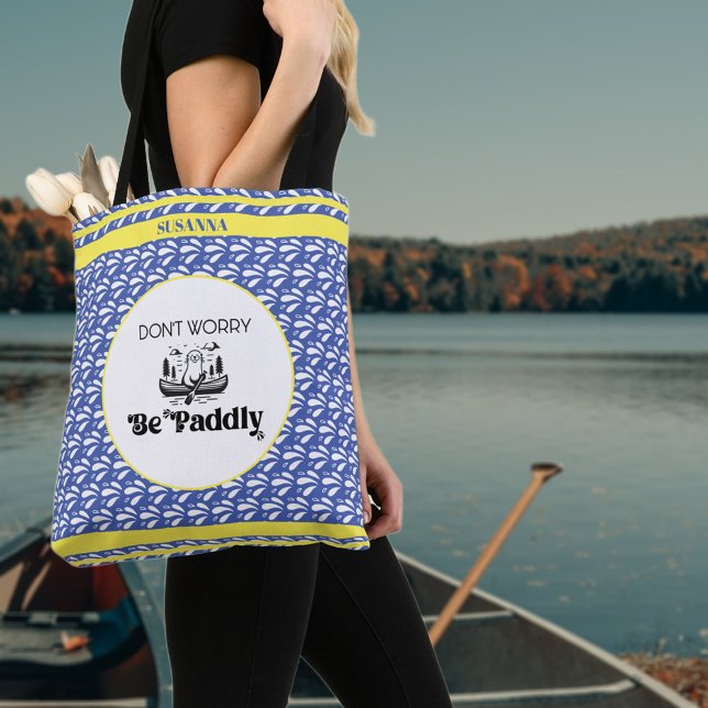 Retro Blue Water Pattern Canoe Otter Personalized  Tote Bag (Creator Uploaded)