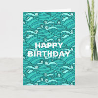 Retro blue waves doodle surf art