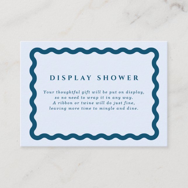 Retro Blue Wavy Frame Baby Shower Display Shower Enclosure Card (Front)