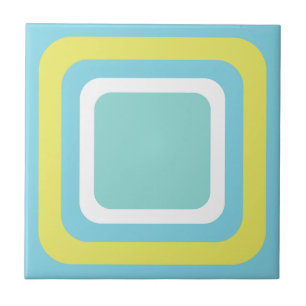 Retro Blue White Yellow Tile