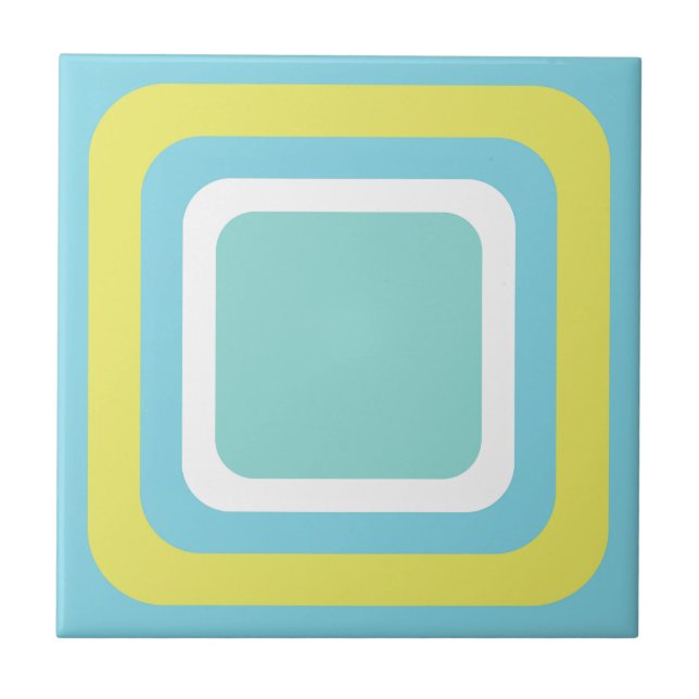 Retro Blue White Yellow Tile (Front)