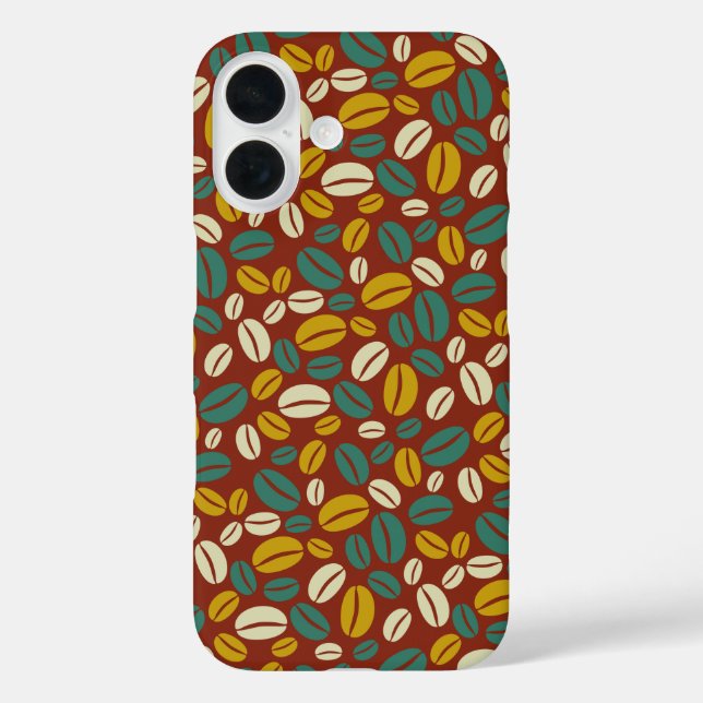Retro Blue Yellow Brown Java Coffee Beans Pattern  Case-Mate iPhone Case (Back)