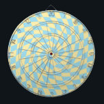 Retro Blue Yellow Pastel Warped Chequerboard  Dartboard<br><div class="desc">Perfect warped chequered design pillow in pastel colours,  full of great vibes. Modern warped checkers in pastel violet,  purple,  lilac and pastel yellow colour. This nice retro psychedelic design takes you to the wonderland. Warped checks in pastel colours. Twirl and swirl,  twist checks,  chequered pattern</div>