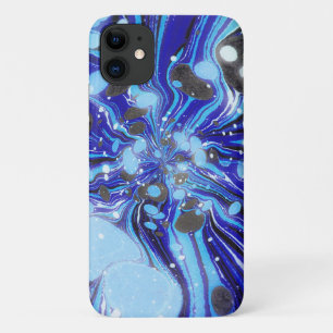 Retro Blues Abstract Flowing Art iPhone 11 Case