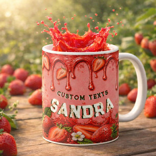 Retro Blush Pink Red Strawberry Fruit Party Favour Coffee Mug