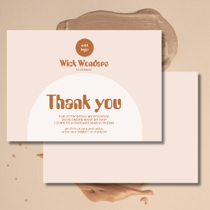 Retro Blush Pink Terracotta Arch Candle Thank You Card