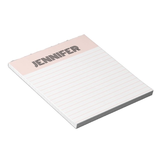 Retro Blush Pink With Lines Personalized Notepad (Angled)