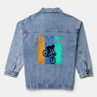 Retro BMX MTB Stunts Bike Bicycle Vintage Motocros Denim Jacket