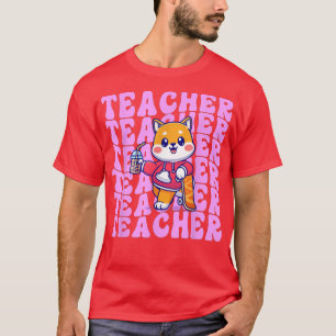 Retro Boba Tea Teacher Cute Shiba Back To School S T-Shirt