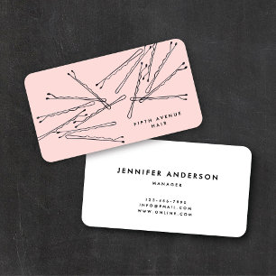 Retro Bobby Pins Pink & Black Hair Stylist Barber Business Card