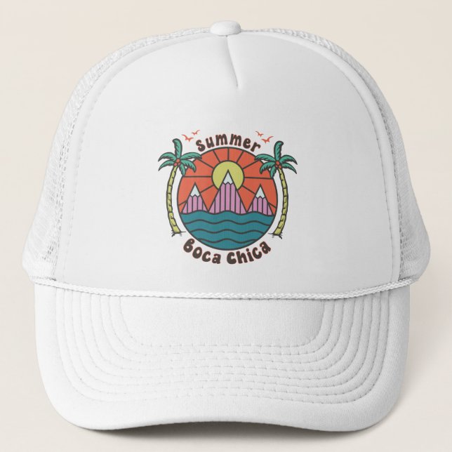 Retro Boca Chica Beach Sunset Trucker Hat (Front)