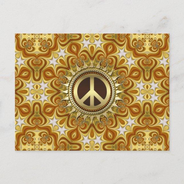 Retro Bohemian Groove Peace Symbol Postcard (Front)