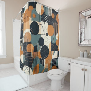 Retro Boho Abstract Shapes Burnt Orange Navy Cream
