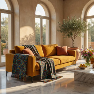 Retro Boho Arch Pattern Throw Blanket