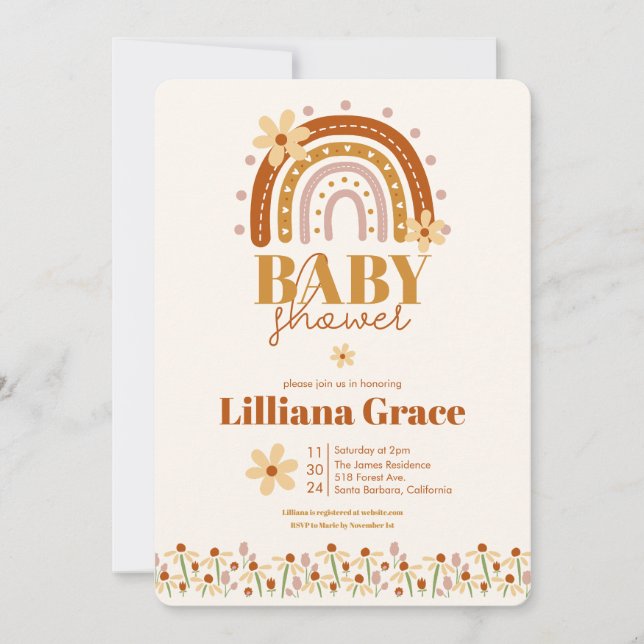 Retro Boho Baby Shower Invitation (Front)
