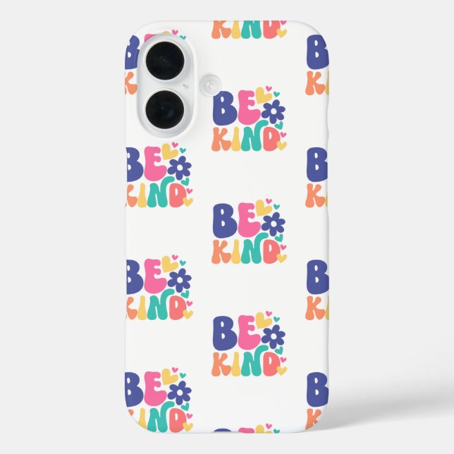 Retro Boho Be Kind  – Colourful Groovy Flower Hear Case-Mate iPhone Case (Back)