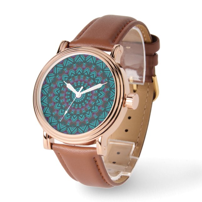 Retro Boho Chic Bohemian Southwestern Mandala  Watch (Angle)