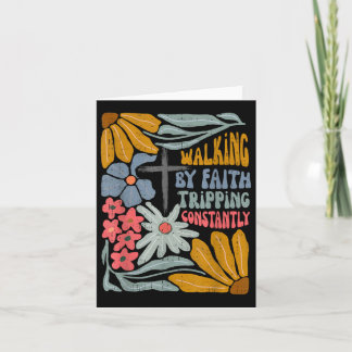 Retro Boho Christian Walking By Faith Tripping Con Card