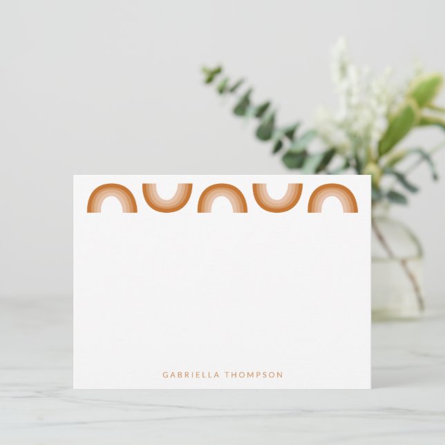 Retro Boho Desert Rainbow Terracotta Personalized  Card (Standing Front)