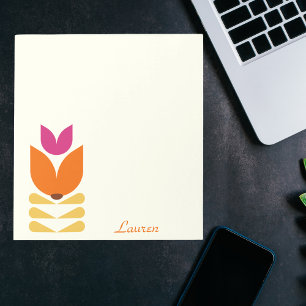Retro Boho Floral Abstract Minimalist Personalized Notepad