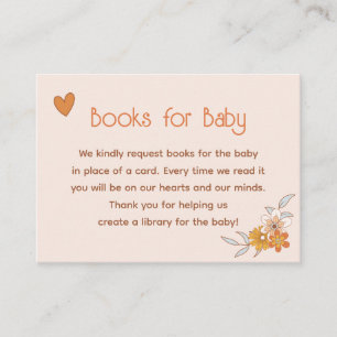 Retro Boho Floral Baby Shower Books for Baby Card