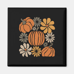 Retro Boho Floral Cute Pumpkin Autumn Thanksgiving Magnet